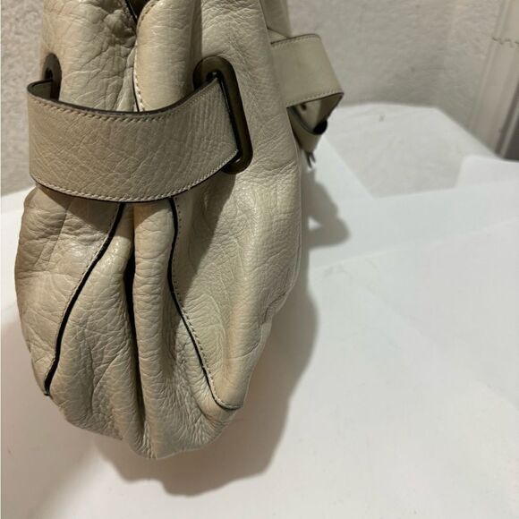 white house black market cream bag belted genuine leather satchel bag - Picture 8 of 14